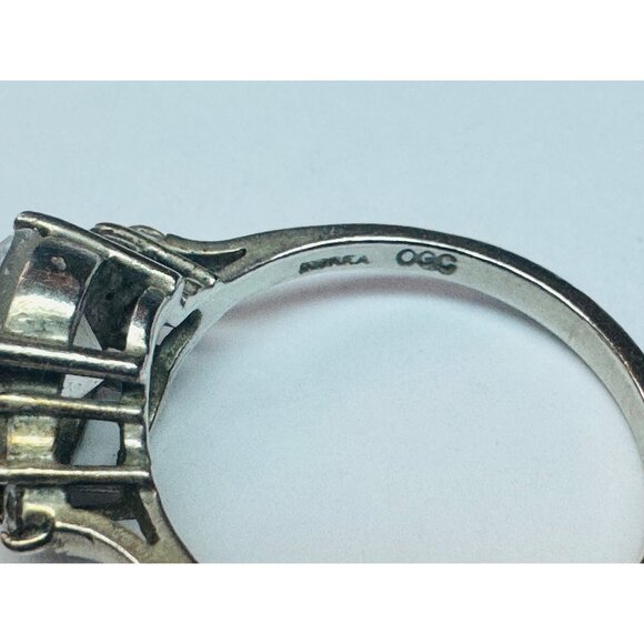Vintage Sterling Silver 925 Ring Oval CZ & Accent Stones Size 8.5 3.7g Estate - Picture 7 of 11
